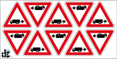 Achteruit rijdende vrachtwagen rechts sticker | 5 cm - 10 stuks per vel