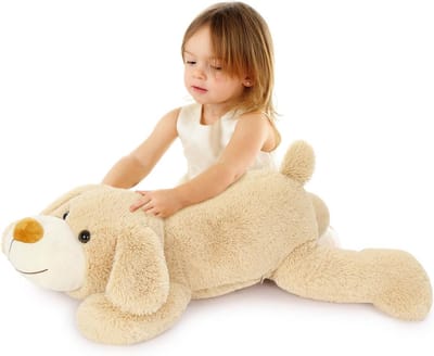 Liggend Golden Retriever Knuffel XXL - Enorme Pluche Hond 80 cm - Zacht Speelgoed Cadeau