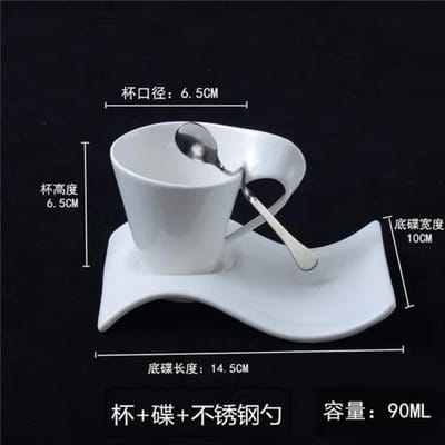 Espressokop Keramische Mok met Lepel en Kopjeshouder Keuken Bar Benodigdheden Continental Set Mok Woonkamer Decor Wijnset 90ML-300ML