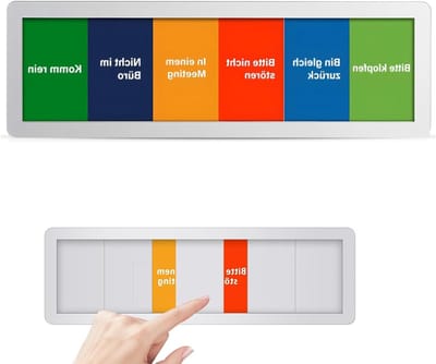Professioneel Deurbord voor Kantoor: "Gelieve Kloppen", Niet Beschikbaar, In Vergadering, Met Glijdende Functie en Duidelijke Communicatie