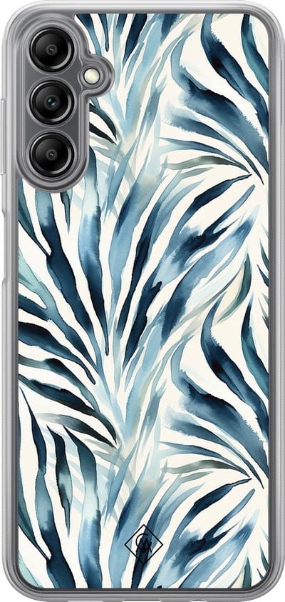 Casimoda® hoesje - Geschikt voor Samsung Galaxy A14 5G - Japandi Waves - 2-in-1 case - Schokbestendig - Water - Verhoogde randen - Blauw, Transparant