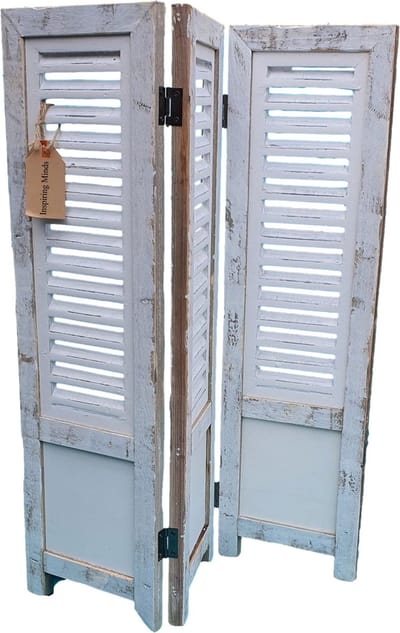 Raamscherm hout 70 cm landelijke shutter als raam scherm Ibiza White