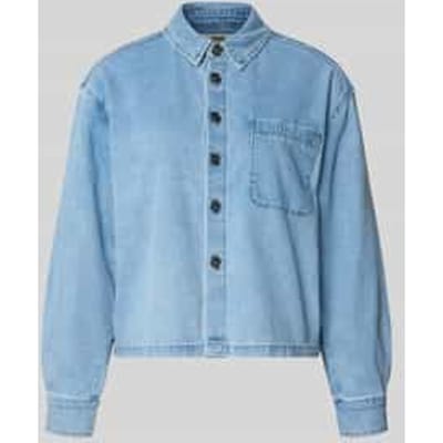 Relaxed fit Jeansblouse met Borstzak