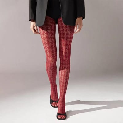 1 Stuk Dames Sexy Mode Trend Duizend Vleugel Check Visnet Panty One Size brown