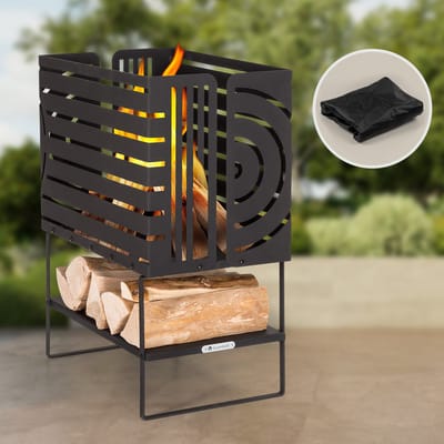 Blumfeldt Vuurschaal, Outdoor stalen vuurkorf groot voor de tuin, balkon & camping, Draagbare vuurschaal 54 cm, Robuuste vuurschalen met standvoet, Weerbestendige vuurschaal, Rechthoekige vuurhaard