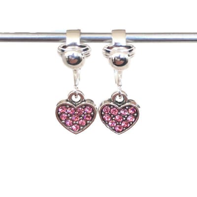 Clip Oorbellen Kinderen - Oorclips - Glitterhartjes - Roze - Hangers - MNQ bijoux