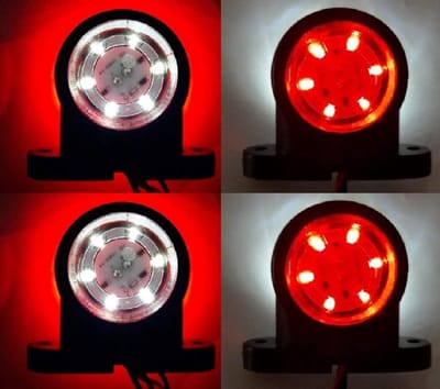 4 x kleine led-zijmarkeringslichten 12/24 V rood/wit verlichting vrachtwagenchassis camper aanhanger