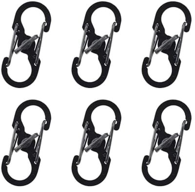6-delige metalen karabijnhaak - S-vormige sleutelhanger voor camping en outdoor