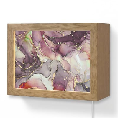 Wandlamp 20x15 cm - Oplaadbaar - Marmer - Rood - Paars - Goud - Wandlampen binnen woonkamer - Slaapkamer lamp met kabel - Decoratieve nachtlamp - Vloerlamp snoer