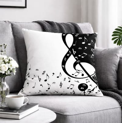 Harmony Notes Collection Kussenhoes - muziek - muzieknoten - muzieknoot - 45x45 cm