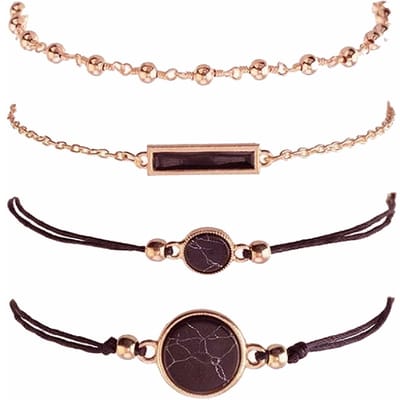 Rhylane – Armbanden Set Dames – Ibiza Style – Setje 4 Armbandjes - Zwart