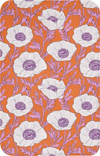 WC mat 50x80 cm - Antislip - Bloemen - Grafisch - Oranje - Toiletmat - Vloermat - Douchemat - Toilet tapijt - Toiletmatten