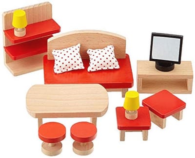 Poppenmeubel voor Woonkamer - Houten Speelgoed voor Rollenspel