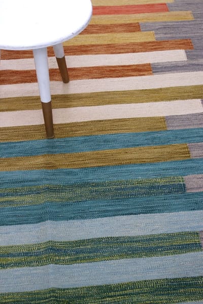 Kleurrijk Tapijt Laagpolig Handgeweven Wollen Vloerkleed - Koho Afghan Modern Kelim 295x205 - 295x205cm- Modern - Woonkamer - Salon - Slaapkamer - Eetkamer