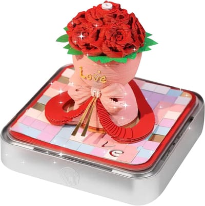 3D Kalender - Kunst Notities - Dagelijkse Planning - Met LED Verlichting - 9.8x9.8x8.5 cm - Rood