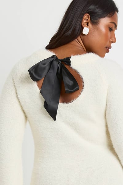 boohoo Dames Plus Strik Rugdetail Superzachte Gebreide Jurk | Ivoor | Maat: 44-46