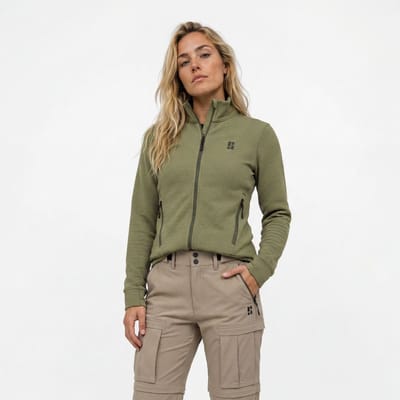 Poederbaas Outdoor Vest Dames - Waffle Jacket - Lichtgewicht & Ademend - Wandelvest & outdoor activiteiten - Olive Green - Maat XS