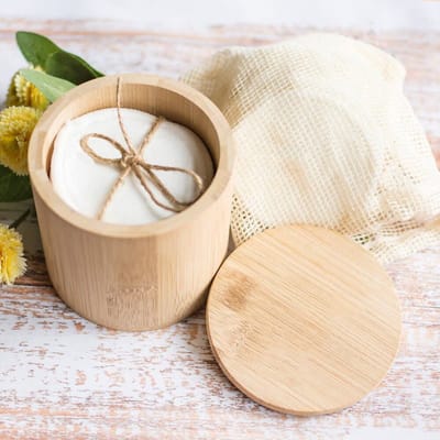 Make up pad houder - Bamboe pad houder - natuurlijk - herbruikbare make up pad
