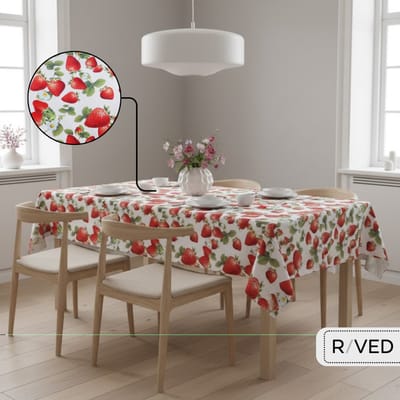 Raved Tafelzeil 140 cm x 310 cm – Rood Aardbei Print – PVC afwasbaar