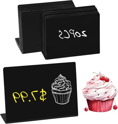 Mini Krijtbordplaatjes met Basis - 20 Stuks Krijtprijslabels voor Decoratie, Eten en Feesten