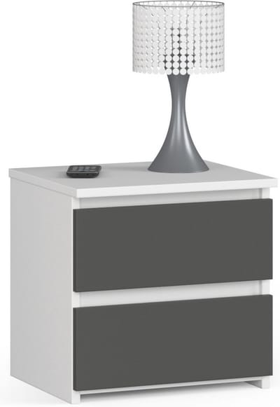 Nachtkastje CL2 met 2 Lades / AKORD Furniture Factory / Wit - Grafietgrijs / 40 x 40 x 35 cm