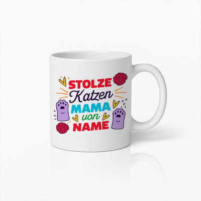 Trots Kattenmama Mok 330ml – “Stolze Katzenmama von Name” – Gepersonaliseerde Koffiebeker voor Kattenliefhebbers – Perfect Cadeau voor Dierenmoeders