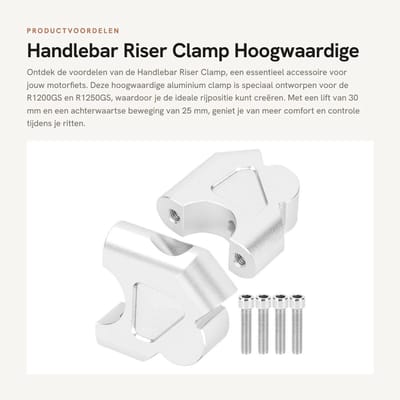 Dailygoods- Stuurverhogersklem CNC-aluminiumlegering - Stuurverhoging - Montageadapter - Geschikt voor R1200GS/R1250GS - Corrosiebestendig - Comfortabele rijpositie