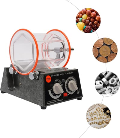 JAQZY Polijstmachine - Voor Sieraden - Roterende Polijstsysteem - 60W - 3kg - Geschikt voor Diverse Metalen - Compact - Zwart