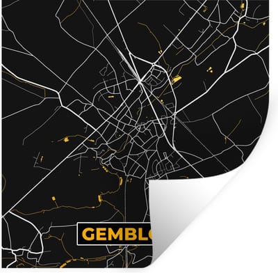 Muurstickers - Sticker Folie - Gembloux - Stadskaart - Goud - Kaart - Plattegrond - 100x100 cm - Plakfolie - Muurstickers Kinderkamer - Zelfklevend Behang XXL - Zelfklevend behangpapier - Stickerfolie