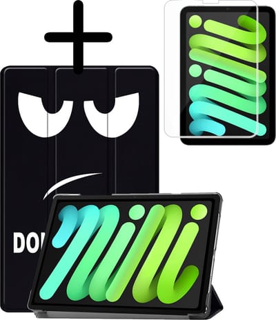 Hoesje Geschikt voor Apple iPad Mini 7 (2024) - 8.3 inch - 7e Generatie - Met Screenprotector - Trifold Bookcase - Hard Cover - Hardcover Book Case - Tablet Hoes - Don't Touch Me
