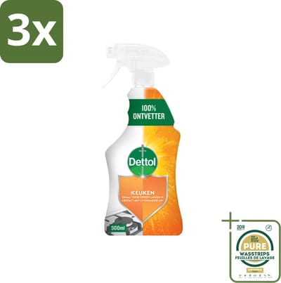 3 x Dettol Power Keukenreiniger Spray 500 ml - Grootverpakking - Keukenreiniger - Vetverwijderaar - Vuilverwijderaar - Hygiëne - Schone Keuken