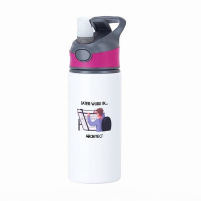 Hacebo® - Later word ik architect waterfles met rietje roze - Architect - Architecten - bouwkundige - designer - bouwmeester - water fles - 650ML