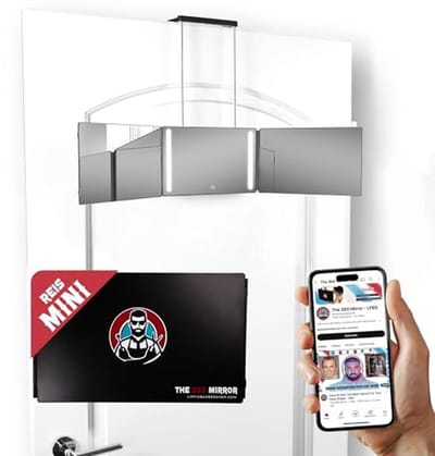 Compacte Draagbare 360 Graden LED Spiegel met Verstelbare Haken en 3-Weg Reflectie voor Nauwkeurig Haar Knippen