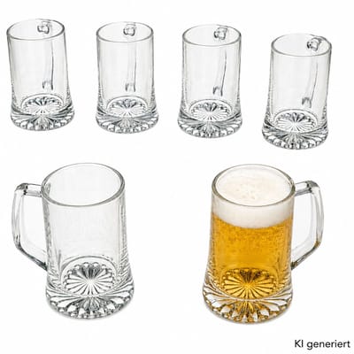 6-delige set Akki bierpul met sterrenbodem en handvat - 0,2 L - 1003135