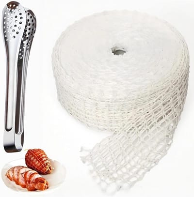 Food Safe Katoenen Roosternet van 5 m, 16-Hole Hamnet voor Bacon, Gevogelte en Rundvlees, Rooknet met Kookhandvat voor Perfecte Grillresultaten