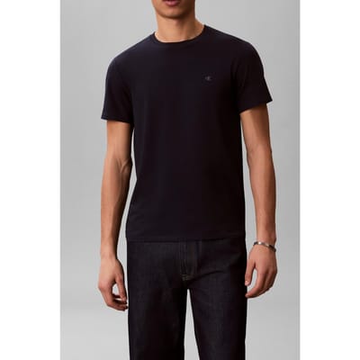 Calvin Klein Ss Stretch Cotton Tee Bright White/dark Sapphire Taglia: XS | Magliette basic Outlet | Uomo | Blu