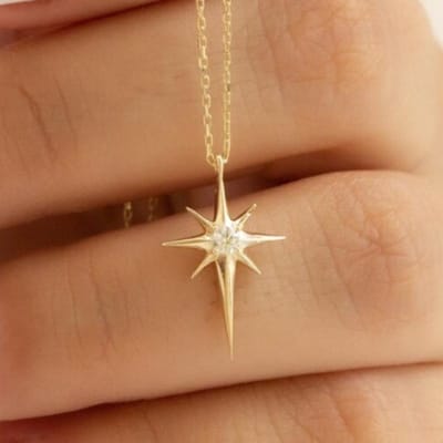 Collier pendentif étoile géométrique à la mode, adapté aux accessoires de mode de loisirs quotidiens des femmes or
