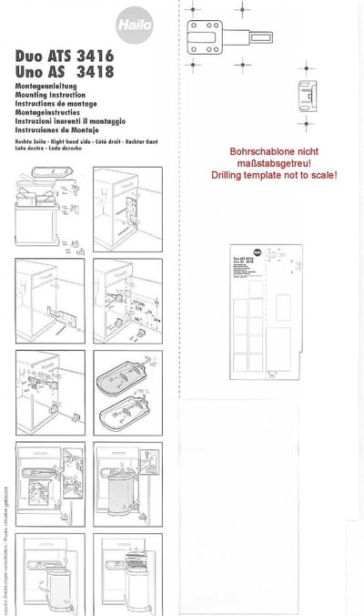 Hailo Duo Automatic Inbouw Prullenbak - 16 l - RVS - Wit