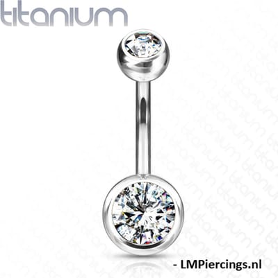 Piercing titanium steen 1.6x10x6 - zilver wit - LMPiercings