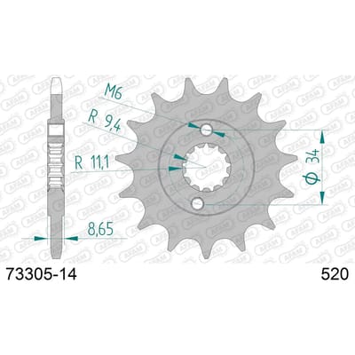 Stalen motortandwiel voor Afam 520 14 dents
