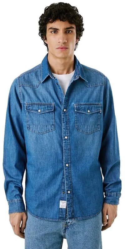 Pepe Jeans Denim Regular Overhemd Met Lange Mouwen Blauw L Man