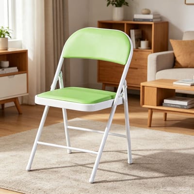 Opklapbare stoel met kussen Stalen frame opklapbare stoel met kussen geschikt voor thuis op kantoor binnen en buitenactiviteiten 47x45x79 cm draagvermogen 75 kg groene PU bekleding