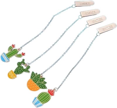 Set van 4 metalen cactus boekenleggers - Perfecte cadeaus voor leraren, studenten en boekenliefhebbers