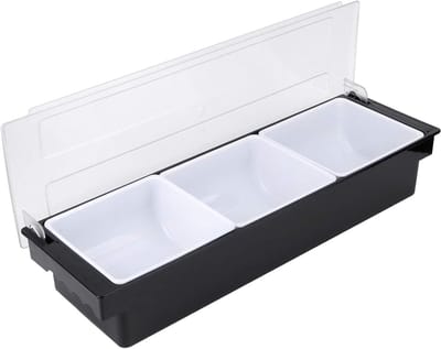 Kruidenbox met Deksel - Plastic Specerijenhouder voor Keuken, Fruit en Dispenser met 3 Compartimenten