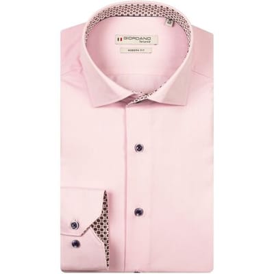 Giordano Overhemd Locarno Semi Cutaway Fine Contrast Uni Color Roze / male