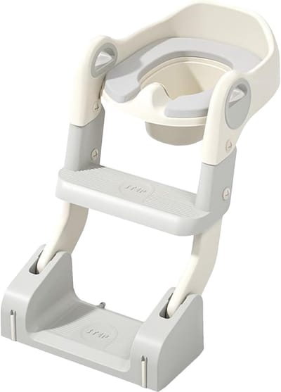 Toiletverkleiner met ladder - Zindelijkheidstrainer - Zelfstandig naar toilet - Ergonomische stabiliteit - 35 x 58 x 55 cm - Grijs