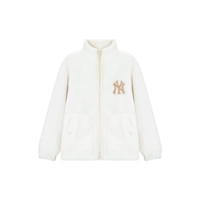 Veste ajustée unisexe MLB Sherpa à col montant, chaude, coupe-vent, couleur crème 3AFDB0626-50CRS M white