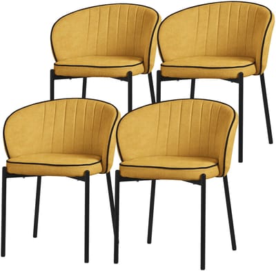 Set van 4 eetkamerstoelen met rugleuning & armleuningen mosterd met metalen poten tot 120 kg ML-Design