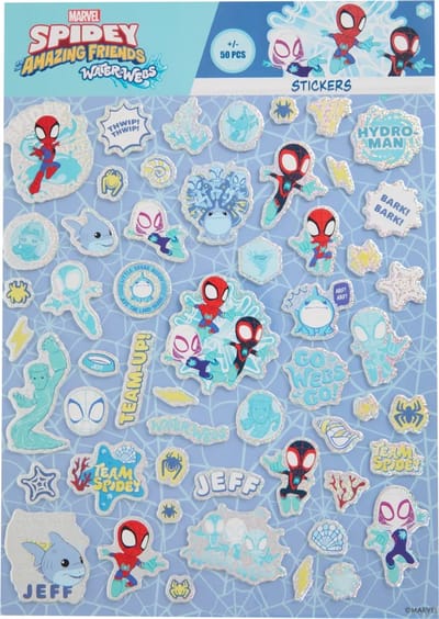 1 stickervel groot - Marvel Spidey and amazing friends - sticker water webs - 50+ bubbel stickers 3d