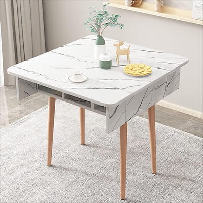 Eettafel Uitschuifbaar - Keukentafel Opvouwbaar - Ruimtebesparend Wonen - Veilig Gebogen Hoeken - 100x60x75 cm - Zwart Wit